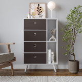 White 4-Drawer 2-Section Shelving Unit With Legs