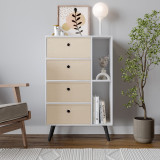 White 4-Drawer 2-Section Shelving Unit With Legs