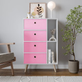 White 4-Drawer 2-Section Shelving Unit With Legs