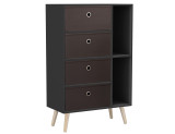 Black 4-Drawer 2-Section Shelving Unit With Legs