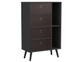 Black 4-Drawer 2-Section Shelving Unit With Legs