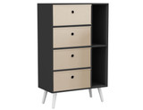 Black 4-Drawer 2-Section Shelving Unit With Legs