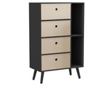 Black 4-Drawer 2-Section Shelving Unit With Legs