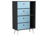 Black 4-Drawer 2-Section Shelving Unit With Legs