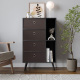 Black 4-Drawer 2-Section Shelving Unit With Legs