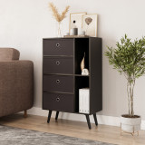 Black 4-Drawer 2-Section Shelving Unit With Legs