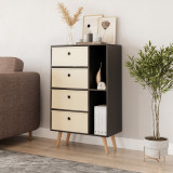 Black 4-Drawer 2-Section Shelving Unit With Legs