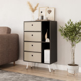 Black 4-Drawer 2-Section Shelving Unit With Legs