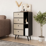Black 4-Drawer 2-Section Shelving Unit With Legs