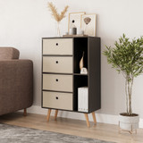 Black 4-Drawer 2-Section Shelving Unit With Legs