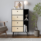 Black 4-Drawer 2-Section Shelving Unit With Legs