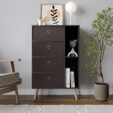 Black 4-Drawer 2-Section Shelving Unit With Legs