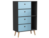 Black 4-Drawer 2-Section Shelving Unit With Legs