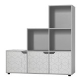 6-Cube Step Shelving Unit With Geo Doors