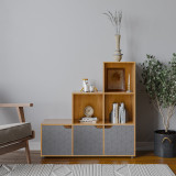 6-Cube Step Shelving Unit With Geo Doors