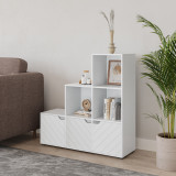 6-Cube Step Shelving Unit With Line Doors