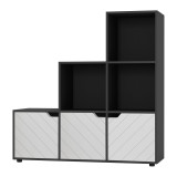 6-Cube Step Shelving Unit With Line Doors