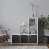 6-Cube Step Shelving Unit With Line Doors