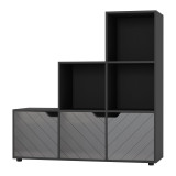 6-Cube Step Shelving Unit With Line Doors