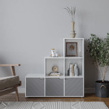 6-Cube Step Shelving Unit With Line Doors