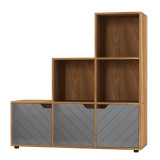 6-Cube Step Shelving Unit With Line Doors
