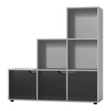 6-Cube Step Shelving Unit With Line Doors