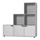6-Cube Step Shelving Unit With Line Doors