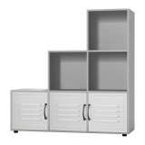 6-Cube Step Shelving Unit With Metal Doors