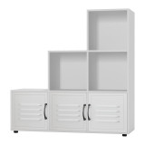 6-Cube Step Shelving Unit With Metal Doors