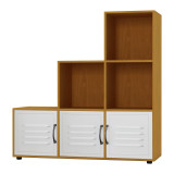 6-Cube Step Shelving Unit With Metal Doors