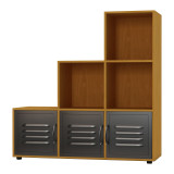 6-Cube Step Shelving Unit With Metal Doors