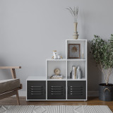 6-Cube Step Shelving Unit With Metal Doors