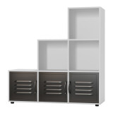 6-Cube Step Shelving Unit With Metal Doors