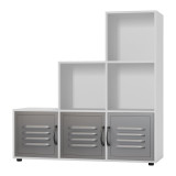6-Cube Step Shelving Unit With Metal Doors