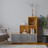 6-Cube Step Shelving Unit With Metal Doors