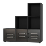 6-Cube Step Shelving Unit With Metal Doors