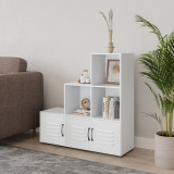 6-Cube Step Shelving Unit With Metal Doors