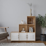 6-Cube Step Shelving Unit With Metal Doors