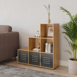 6-Cube Step Shelving Unit With Metal Doors
