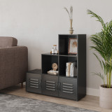 6-Cube Step Shelving Unit With Metal Doors
