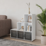 6-Cube Step Shelving Unit With Metal Doors