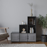 6-Cube Step Shelving Unit With Metal Doors