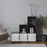 6-Cube Step Shelving Unit With Metal Doors
