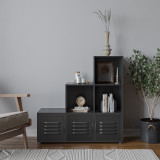 6-Cube Step Shelving Unit With Metal Doors