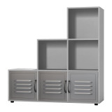 6-Cube Step Shelving Unit With Metal Doors