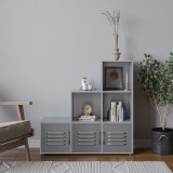 6-Cube Step Shelving Unit With Metal Doors