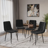 5-Piece Dining Set - 120cm Rectangular Sintered Stone Table and 4 Velvet Chairs with Metal Legs