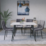 5-Piece Dining Set - 120cm Rectangular Sintered Stone Table and 4 Velvet Chairs with Metal Legs