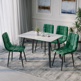 5-Piece Dining Set - 120cm Rectangular Sintered Stone Table and 4 Velvet Chairs with Metal Legs