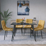 5-Piece Dining Set - 120cm Rectangular Sintered Stone Table and 4 Velvet Chairs with Metal Legs